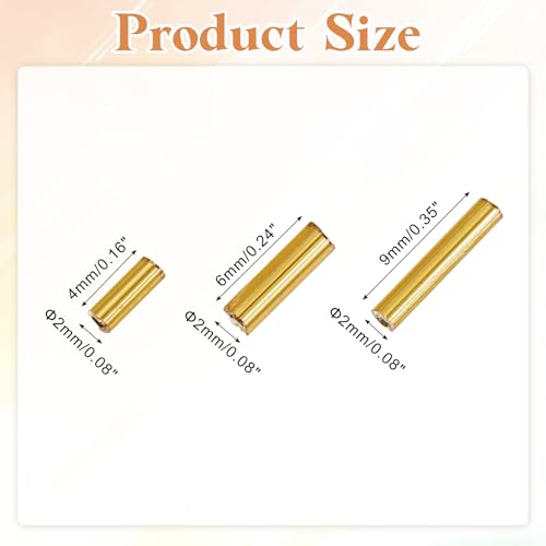 MECCANIXITY 2000pcs Glass Bugle Beads 4/6/9mm Long Tube Cylinder Beads - color: Gold