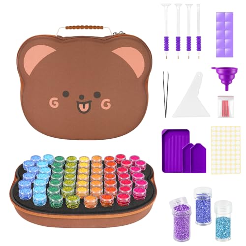 ZORETCO Diamond Art Storage with 60 Containers, Diamond Art Kits for Adults - color: Brown, size: 60 Jars