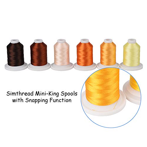 Simthread Embroidery Machine Thread Kit 800Y 21 Spools Brown and Gold Colors for Professional Embroidery Design - color: Gold & Brown