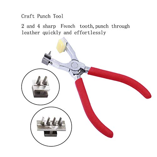 Leather Hole Punch,4mm Silent Leather Hand Pliers, Stitch Chisel - Red - color: Red