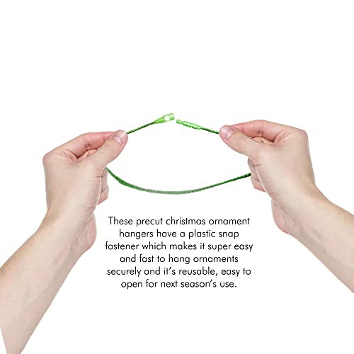 Christmas Tree Ornament String Hooks - Green Easy Snap Ribbon 200 Pk - color: Green