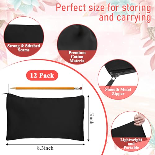 Legigo Blank Canvas Bags Zipper Pouch Makeup Bags Pencil Pouch Bulk - color: Black