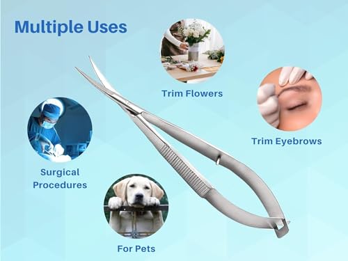 ARTMAN INSTRUMENTS 3-Pack Micro Scissors 4.5" Curved – Castroviejo Stitch Cutting, Embroidery, Spring Action, Extra Sharp Squeeze Scissors for ENT, Eye, Skin, Dental, and Veterinary Surgeons