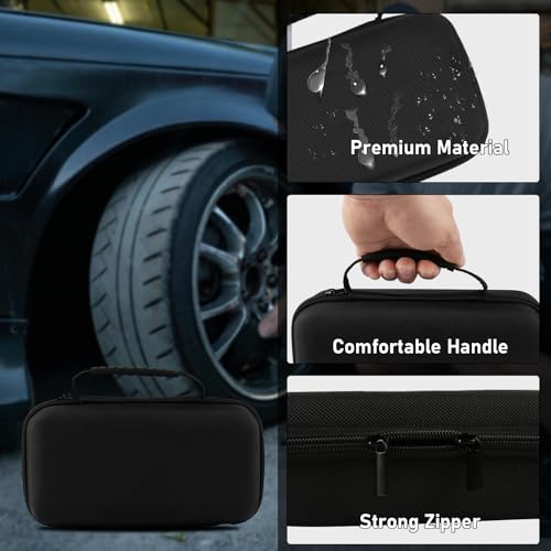Portable Air Compressor Storage Box - Universal Case Compatible with MODARI/Skight/LOLSSA/Teffim/Hafuloky/Frarome/ILTIDE Tire Inflators, Car Air Pump Organizer for Air Tubes & Accessories (Box Only) - color: Black+black Zipper2