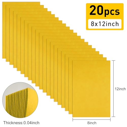 20 Pcs Yellow Felt Fabric Sheet 8" x 12" Assorted Color Felt Fabric Sheets for Crafts DIY Handcraft Sewing Squares Patchwork Nonwoven - color: Yellow