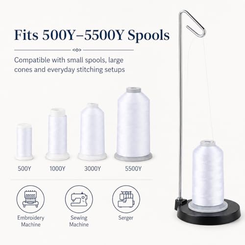 Simthread Metal Thread Spool Holder Stand for Embroidery Black - color: Black