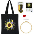Canvas Tote Bag Embroidery Kit with Sunflower Pattern, Embroidery Kits for Beginners Adults, Arts and DIY Crafts Embroidery Starter kit, Include Stamped Embroidery Bag, Color Threads, Embroidery Tools - color: Black with Sunflower