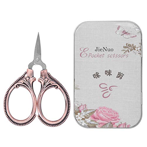 Tiny Embroidery Scissors Set - European Scissors for Sewing (Red Ancient)