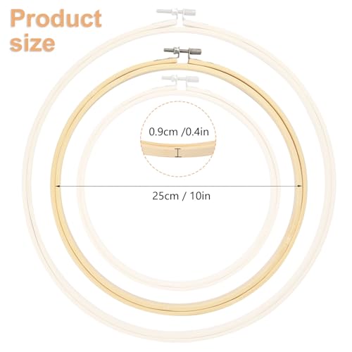 Geytetqi 16 PCS 10 inch Bamboo Embroidery Hoop, Premium Bamboo Cross Stitch Ring Hoops, Versatile, Eco-Friendly, and Durable for Art, Craft, and Needlework