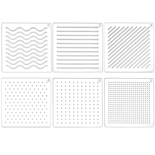 BENECREAT 6Pcs Acrylic Sashiko Stencil, Dots, Lines, Slashes Acrylic Embroidery Tool Drawing Line Template for Hand Quilting and Embroidery, 3mm Thick