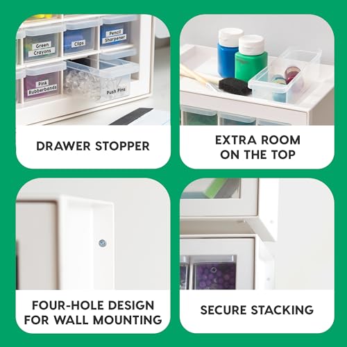 IRIS USA 16-Drawer Small Drawer Organizer, Craft Desk Storage, White - color: White, size: 16 Drawer