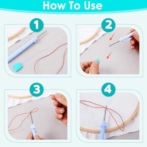 LXUEJIE 20 PCS Long Needle Threader, 7.9"Punch Needle Threader, Stitching Needles Threader Sewing Accessories for Embroidery Bead Cross Stitch DIY Sewing Craft