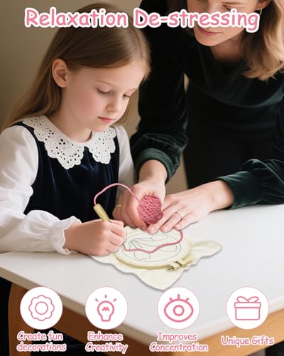 Punch Needle Kit for Beginners Adults Kids, 6 Pattern Embroidery DIY Kits