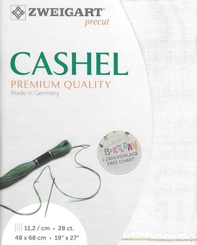 Wizardi Cashel 28 Count White. Needlework Canvas, Cross-Stitch Fabric, Embroidery Cloth, Needlepoint Canvas. 3281/100 Precut Zweigart - color: White