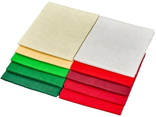 Craftido - 11 Options Solids with Tweed Tonals - Assorted Color Cotton Quilting Fabric Bundles 10pcs Fat Quarters 18"x21" - Medium Weight 5.2oz - for Quilting, Sewing and Crafts - Happy Holiday - color: Happy Holiday