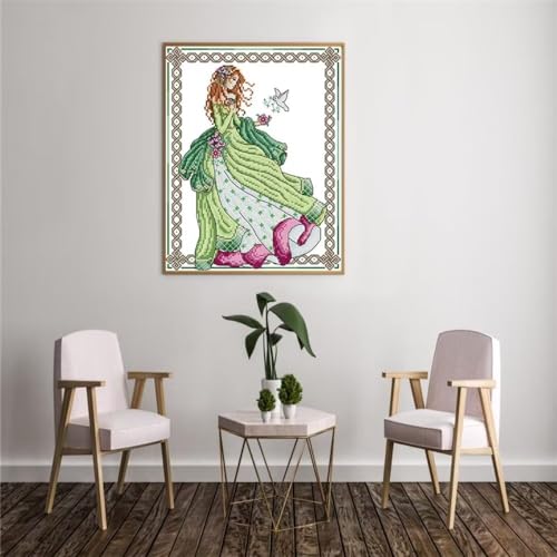 Stamped Cross Stitch Kits for Beginners- Full Set of Angel of Peace Embroidery for Adults,11 CT 3 Strands DIY Patterns Counted Arts Craft 14×17 inch - color: Angel of Peace