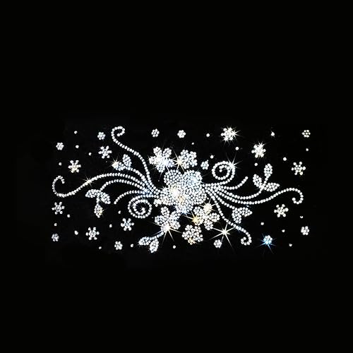 Floral Rhinestone Iron-On Patches, White, 3Pcs/1Sheet
