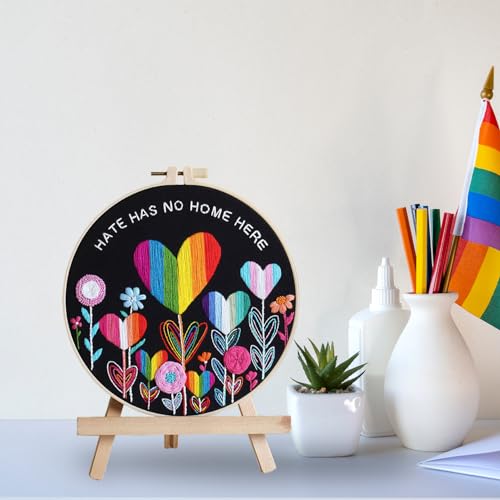 Louise Maelys LGBT Love Embroidery Kit for Beginners, Flower Pattern - color: kit-25