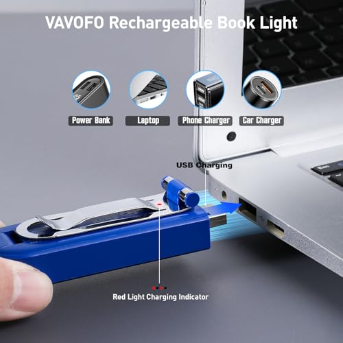 VAVOFO USB Rechargeable Book Light, Bookmark Clip on LED Reading Light - color: Royal Blue