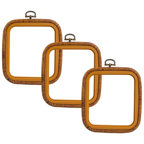 Framendino, 3 Pack Imitation Wood Embroidery Hoops Cross Stitch Craft Hoop Frame for Birthday 3.74"x4.33" - size: 3.74" x 4.33"