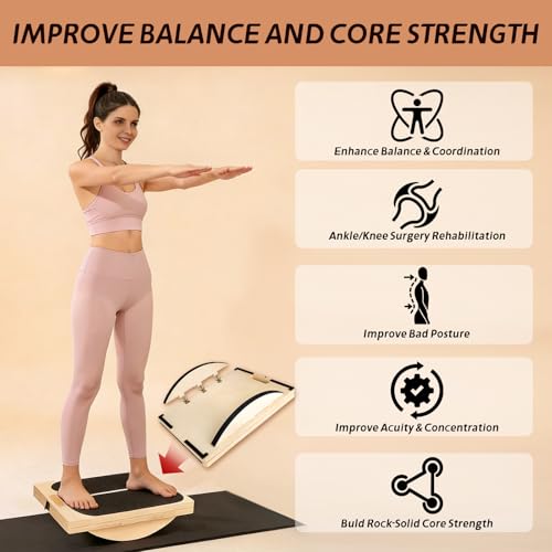 ZALL Slant Board Balance Board 2-in-1 Wooden Adjustable Calf Stretcher