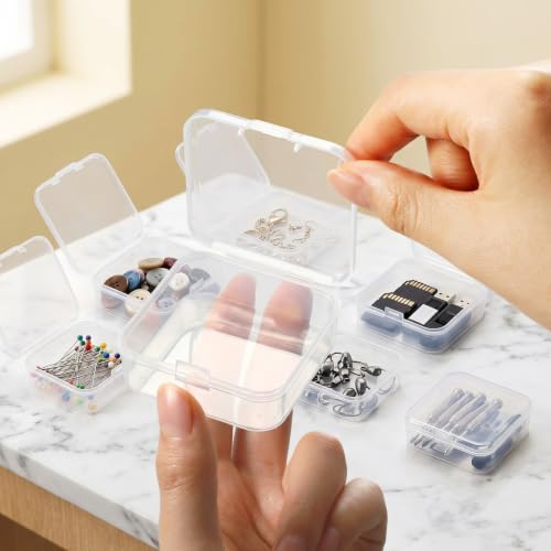 Jetec 6 Pieces Small Clear Plastic Storage Box, 2.1 x 2.1 x 0.8 Inch - size: 2.1 x 2.1 x 0.8 Inch