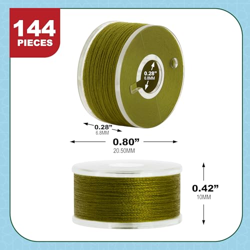 Mandala Crafts Olive Green 15J SA156 Prefilled Bobbin Thread, 144 PCs - color: Olive Green, size: Size A 144 X 142 Yards