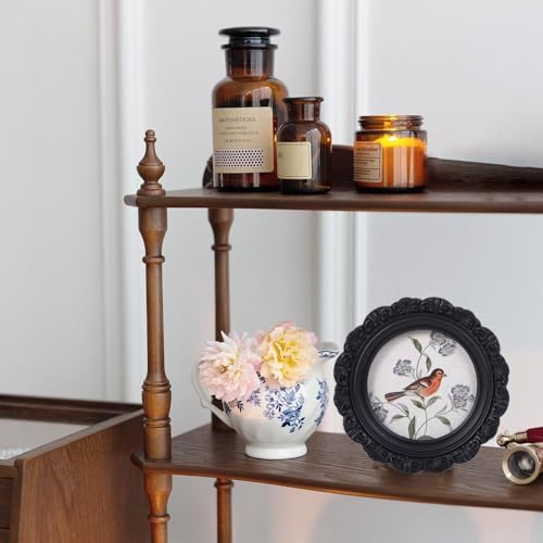 Vintage Picture Frames 4x4 Round Black Antique Picture Frames with Glass Front Handcrafted Rustic Home Decor for Wall Mount and Tabletop Gallery Wall Art - color: Black, size: 4x4 Round