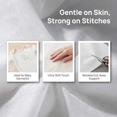 Jucoan No Show Mesh Embroidery Stabilizer 12" x 50 Yard, 1.5 Oz Light Weight Cut Away Invisible Embroidery Backing Stabilizer for Machine Embroidery and Hand Sewing Hoop & Stitch