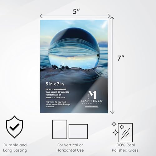 Mantello 5x7 Inch Front Loading Picture Frames - Clear - Art Wall Hanging Table Desk - Family Gallery Multi Photo Frame - 24 Pack - color: Clear, size: 5x7 - 24 Pack