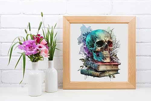 Moohue Stamped Cross Stitch Kits for Adults Clearance Skull 14CT Pre Printed Cross Stitch Kits for Beginners (Skull 2) - color: Skull 2