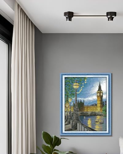 CaptainCrafts Cross Stitch Kits, New Stamped Kit Printed 11CT Fabric Cross Stitching DIY Art DMC Needlecrafts Embroidery Kit for Adults Beginner (Stamped, London Bell Tower) - color: London Bell Tower, style: Stamped