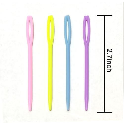 52Pcs 2.7 "Large Eye Plastic Sewing Needles,Learning Needles,Yarn Needles Darning Needle Tapestry Needles,Safety Plastic Lacing Needles for DIY Sewing Handmade Crafts,4 Colors