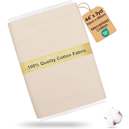 Craftido-19 Options-100% Cotton Fabric by The Yard in Solid Color 44”Wide by 3yd (9 ft) -Medium Weight 5.2 oz-Soft Cotton for Quilting, Sewing, Crafts, Binding, Backing and Lining - Cream - color: Cream