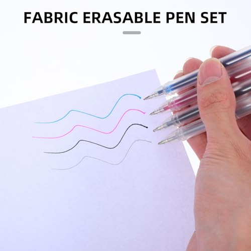 jojofuny Water Soluble Pen Set 4 Marking Pens with 40 Refills in Blue Rosy Black and Silver Water Erasable Fabric Marker for Cross Stitch Embroidery Sewing Quilting DIY Crafts