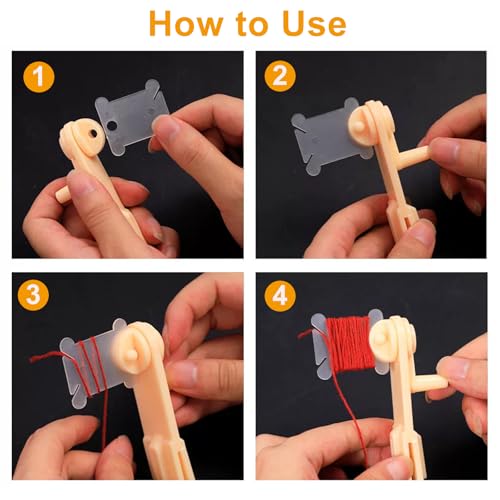 300 Pcs Plastic Embroidery Floss Bobbins with Bobbin Winder, White - color: White + Bobbin Winder