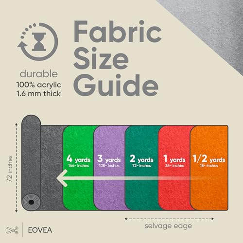 EOVEA - Acrylic Felt Fabric by The Yard - Soft and Durable 72" Wide & 1.6mm Thick Felt Sheets for DIY Crafts, Sewing, Upholstery, Cushion, Padding, Costumes(Platinum Grey, 1 Yard) - color: Platinum Grey, size: 1 Yard