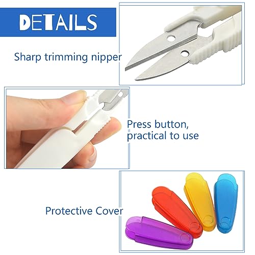 WMYCONGCONG 12 PCS U-Shaped Yarn Sewing Scissors Embroidery Thread Cutter Portable Scissors Trimming Nipper with Protective Cover for Arts Crafts Stitch DIY Projects (12)