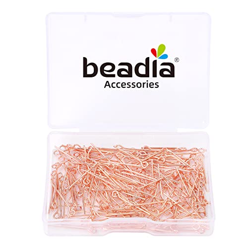 BEADIA Rose Gold Plated Open Eye Pins Non Tarnish 20mm 200pcs for Jewelry Making Findings - color: Open Eye Pins Rose Gold, size: 20x0.7mm
