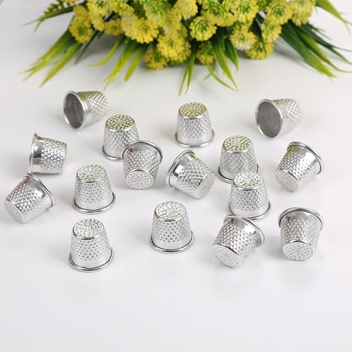 40Pcs Sewing Thimbles, Metal Sewing Quilting Thimbles, Silver Finger Protector for DIY Craft