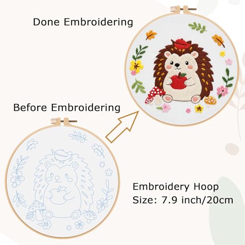 Louise Maelys Hedgehog Embroidery Kit, Cross Stitch Kit for Beginner - color: Hedgehog
