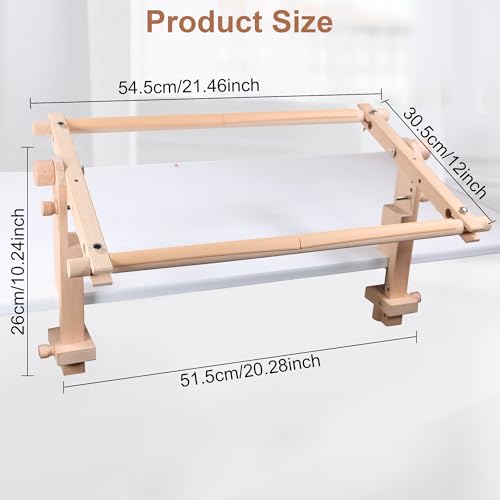 Simple Embroidery Frame and Embroidery Holder Combo Set，Beech Wood Fixable Desktop Cross Stitch Scroll Frame, Quilting Frames, Stitching Frame for Sewing, Cross Stitch, Needlepoint Holder - style: 21" x 12"