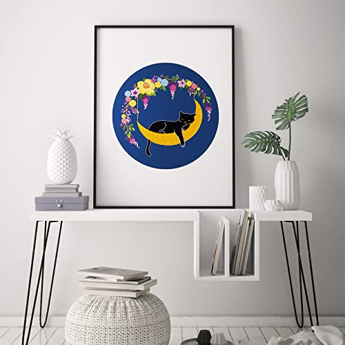 Louise Maelys Cat Moon Embroidery Kit for Beginners Floral Design - color: kit-12