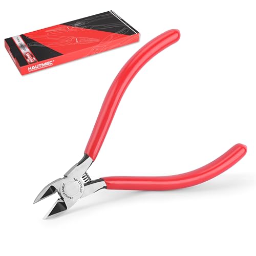 HAUTMEC 5" Precise Small Flush Cutters of Engineer Wire Cutters Pliers Side Cutters with Location Pin for Fine Shearing, Perfect for Circuit Board Cutting, Electronic Components, HT0327 - color: 5 Inch-1pcs