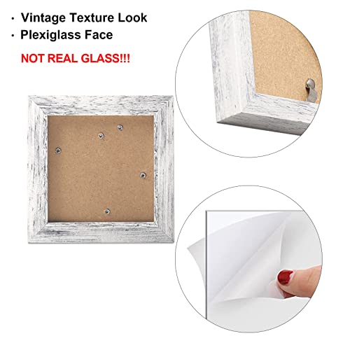 TOFOREVO 4x4 Picture Frames Set of 4, Distressed White - color: Distressed White, size: 4x4