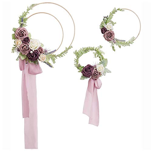 12pcs 4Sizes (6/8/10/12 inch) Wooden Bamboo Floral Hoop Wreath Macrame Craft Dream Catcher Hoops Rings for DIY Weddding Wreath Decor, Macrame Dreamcatcher, Wall Hanging Crafts - size: 6/8/10/12inch - 12pcs