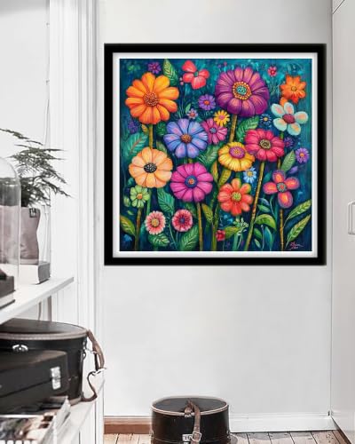 askkqtx Flowers Stamped Cross Stitch Kits for Beginners Adults 14x14 Inch - color: XJ014