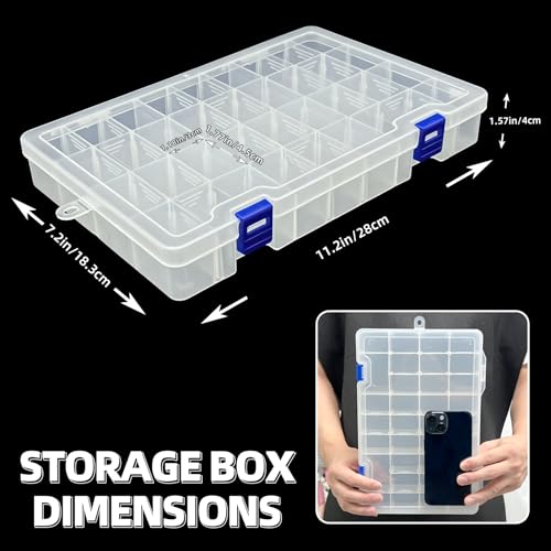 DUOFIRE Plastic Organizer Storage Box, Adjustable Divider 34 Grids, 1 Pack - color: White, size: 34 Grids, White X 1