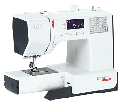 Bernette B38 Swiss Design Computerized Sewing Machine | 394 Stitches, LCD Display, Extension Table, 8 Presser Feet | Bobbins, Needles, Threader, Foot Pedal, Seam Ripper, Screwdriver, Spool Caps