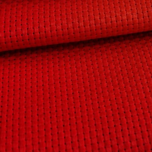 KCS 59" x 1 Yard (93cmx149cm) 11 Count Cotton Aida Cloth Cross Stitch Fabric (Red) - color: Red